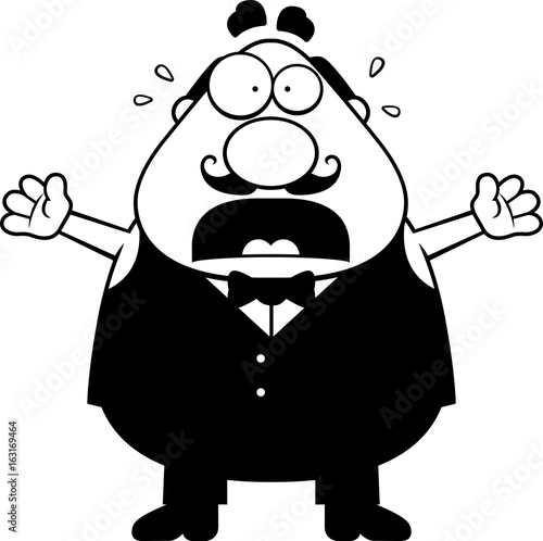 Scared Cartoon Waiter