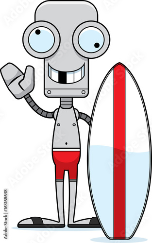 Cartoon Silly Surfer Robot