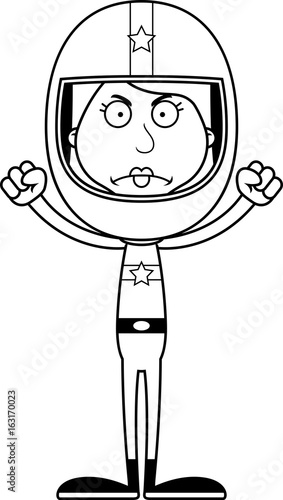Cartoon Angry Race Car Driver Woman