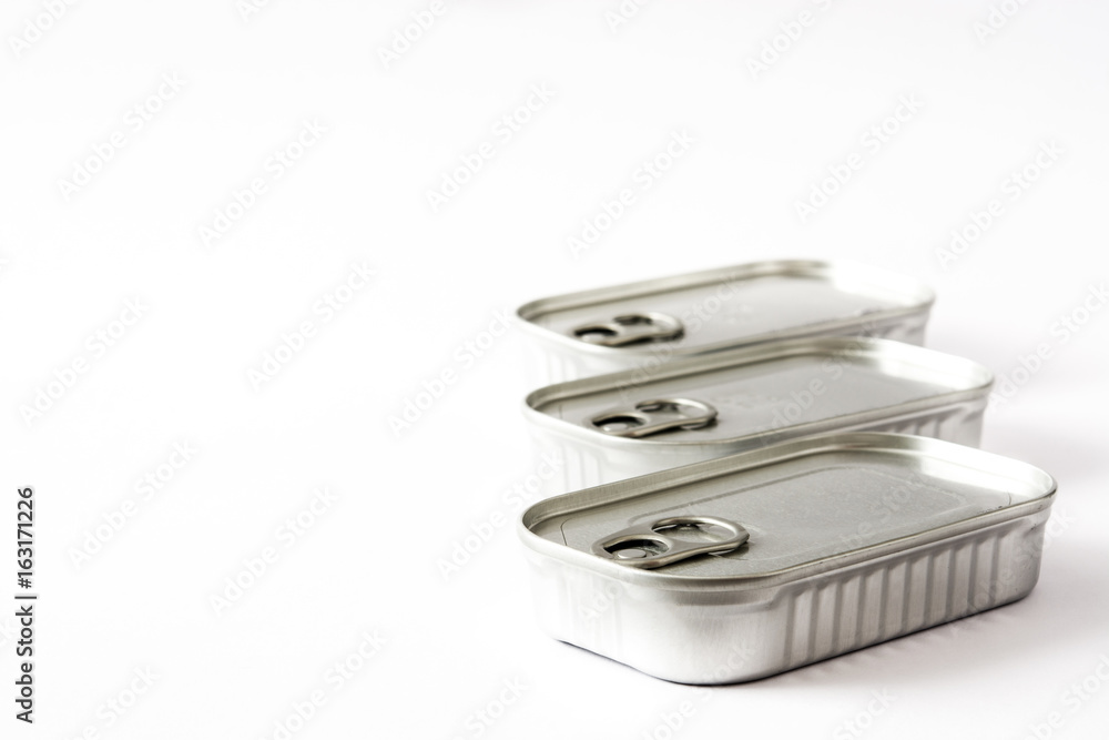 Closed cans of preserves isolated on white background
Closed cans of preserves isolated on white background