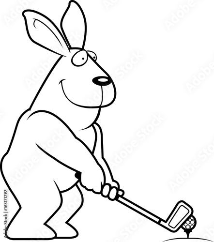 Cartoon Rabbit Golfing