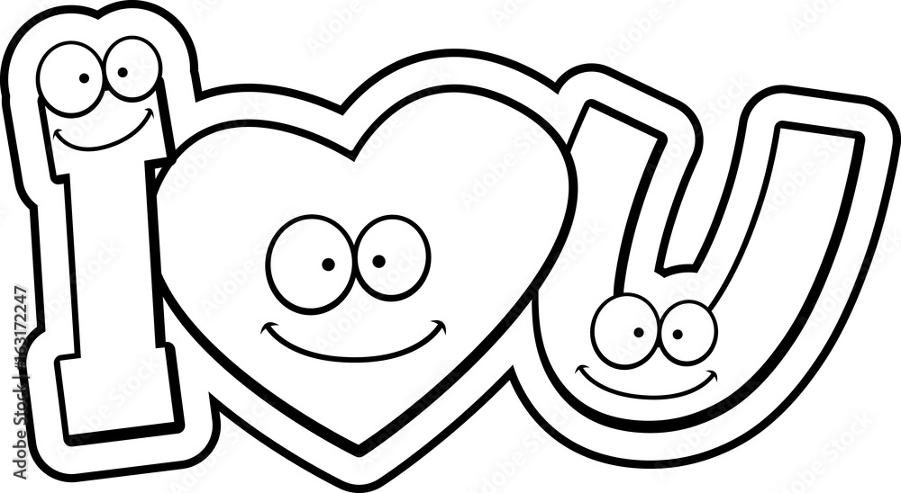 Cartoon I Love U Text Cartoon I Love U Text