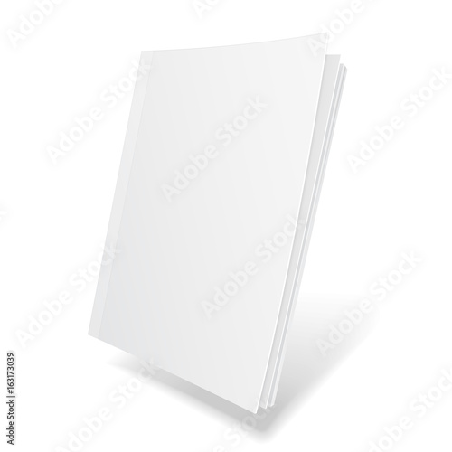Blank Flying Cover Of Magazine, Book, Booklet, Brochure. Illustration Isolated On White Background. Mock Up Template Ready For Your Design. Vector EPS10