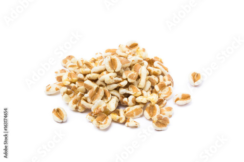 Healthy spelled popcorn isolated on white background