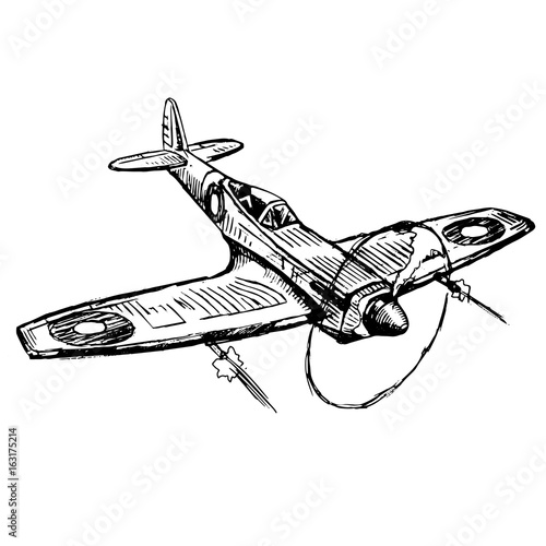 fighter jet, hand drawing vector