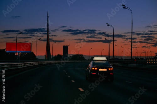 Fototapeta Naklejka Na Ścianę i Meble -  Moscow taxi at night