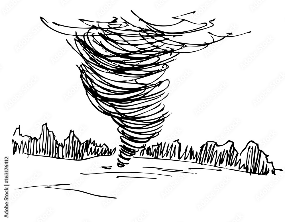 Tornado Drawing - How To Draw A Tornado Step By Step