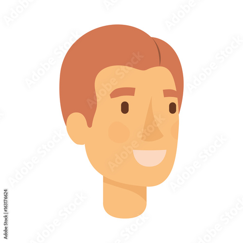 colorful silhouette of man face with light red hairstyle side parted vector illustration