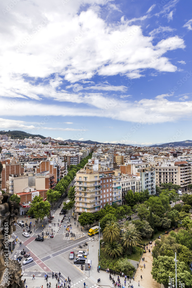 View on avenue de Gaudi and plaça de Gaudi from above