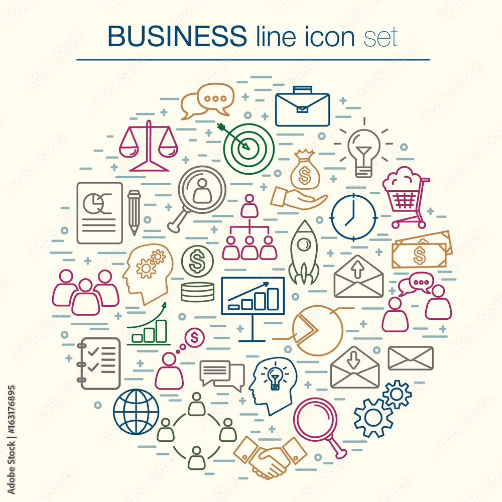 Collection of thin line bussines icon