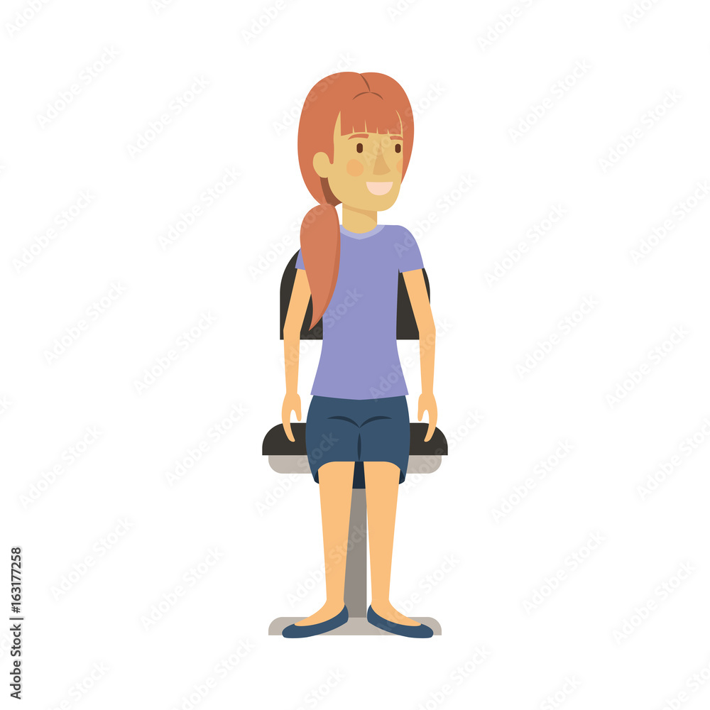 colorful silhouette of woman with ponytail hair and sitting in chair vector illustration colorful silhouette of woman with ponytail hair and sitting in chair vector illustration