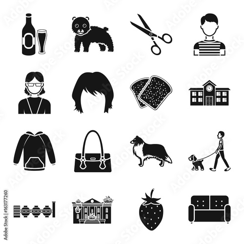 atelier, food, architecture and other web icon in black style. clothing, accessoire, industry icons in set collection.