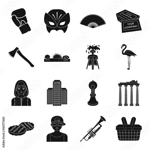 architecture, sport, theater and other web icon in black style.printing, weather, tool icons in set collection.