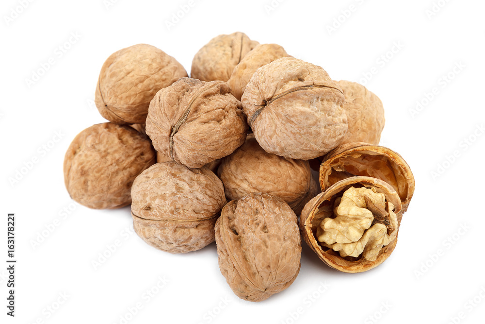 Walnuts isolated on white background. Healthy eating Walnuts isolated on white background. Healthy eating