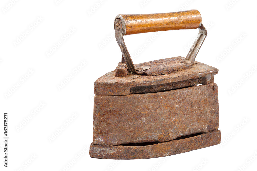 Ancient iron isolated on a white background Ancient iron isolated on a white background