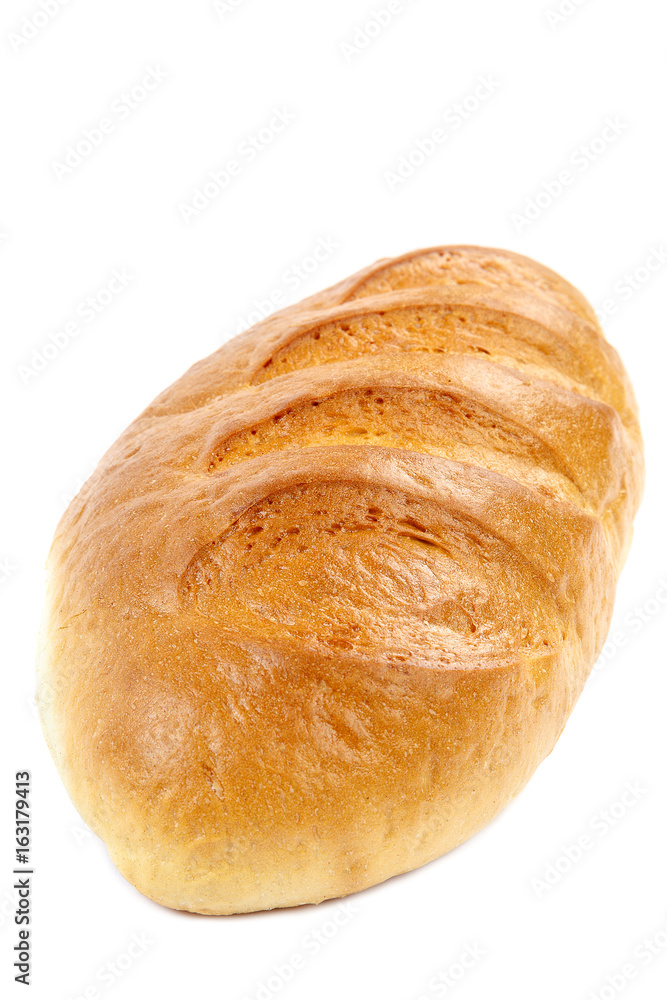 Wheat bread loaf isolated on white background