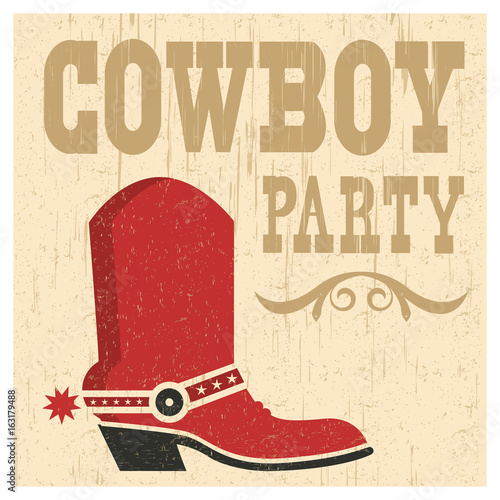 Cowboy party card illustration