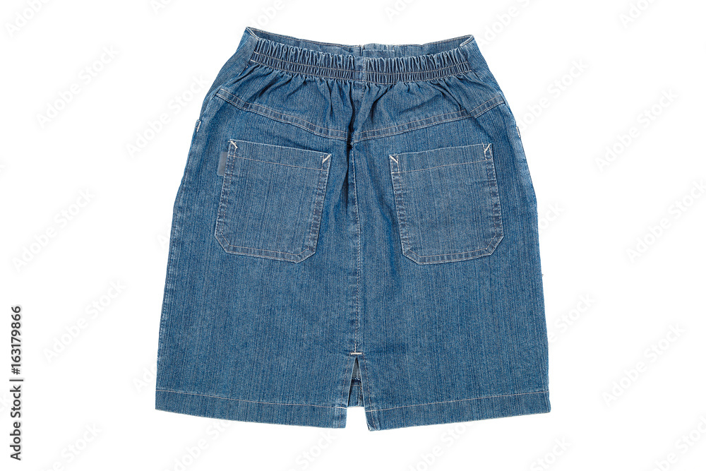 Stylish jeans skirt for girls on white background. Stylish jeans skirt for girls on white background.
