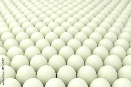 Abstract background of balls or set of chicken eggs. 3d illustration