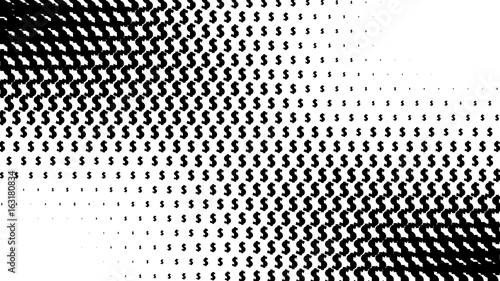 Abstract halftone pattern texture  dollar. Background is black and white. Vector modern background for posters  sites  business cards  postcards  interior design.