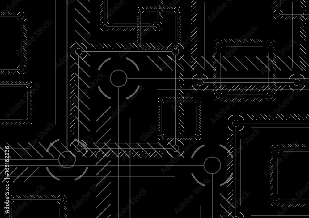 Sci-fi abstract black technology squares background