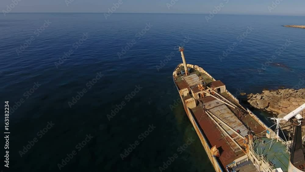 Abandoned ship on the Mediterranean Sea Abandoned ship on the Mediterranean Sea