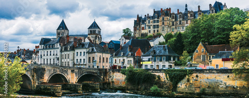 Travel in France- pictorial medieval town Saint-Aignan, in Loire valley region