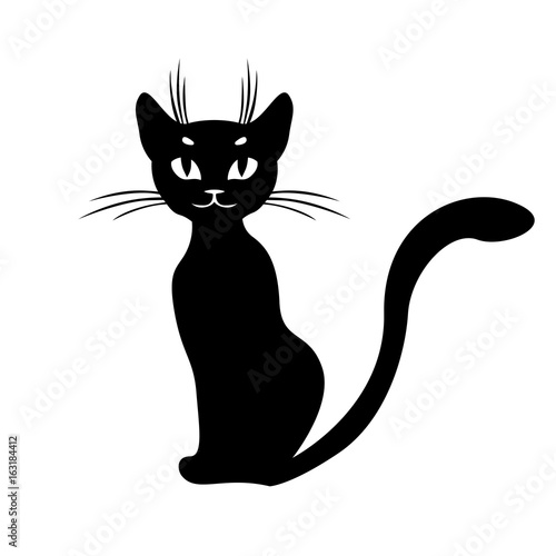 Silhouette of black cat sitting
