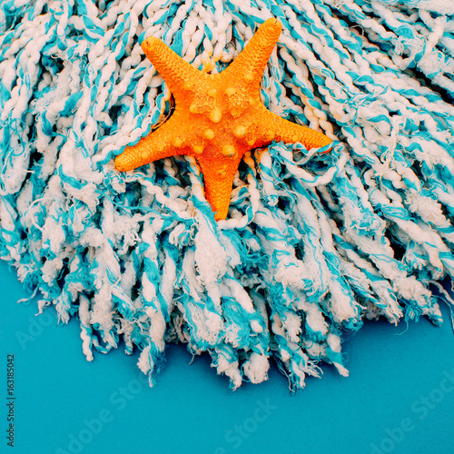 Yellow starfish art minimal design photo