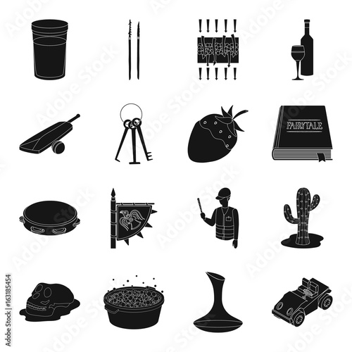 transport, Spain, wild, west and other web icon in black style.Desert, crime, alcohol, parking, tool icons in set collection. photo