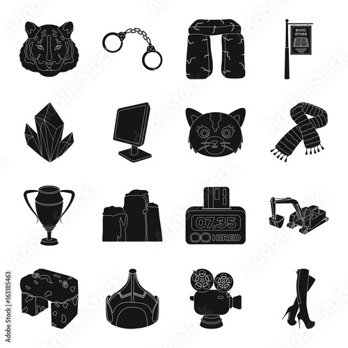 clothing, computer, animal and other web icon in black style.advertisement, crime, mining, business icons in set collection.