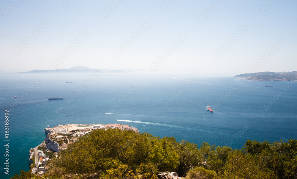 View of the Strait of Gibraltar and Africa