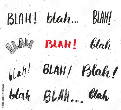 Blah, blah words hand written set vector illustration isolated on white background.