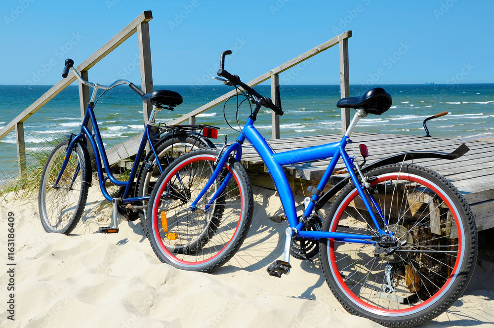 Bicycles on a sandy beach