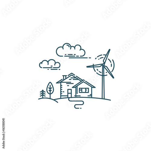 Flat line concept with eco house