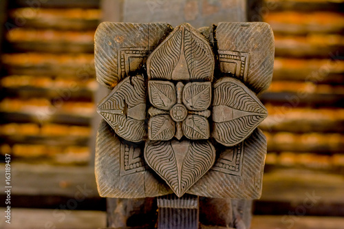 Splendid Ancient Woodcarvings At Embekka Temple In Kandy. The Temple Was Built By The King Vikramabahu 03 Of Gampola Era On AD 1357 - 1374 photo