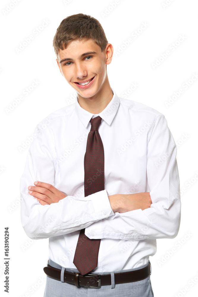Teenager wearing formal clothes isolated on white Teenager wearing formal clothes isolated on white