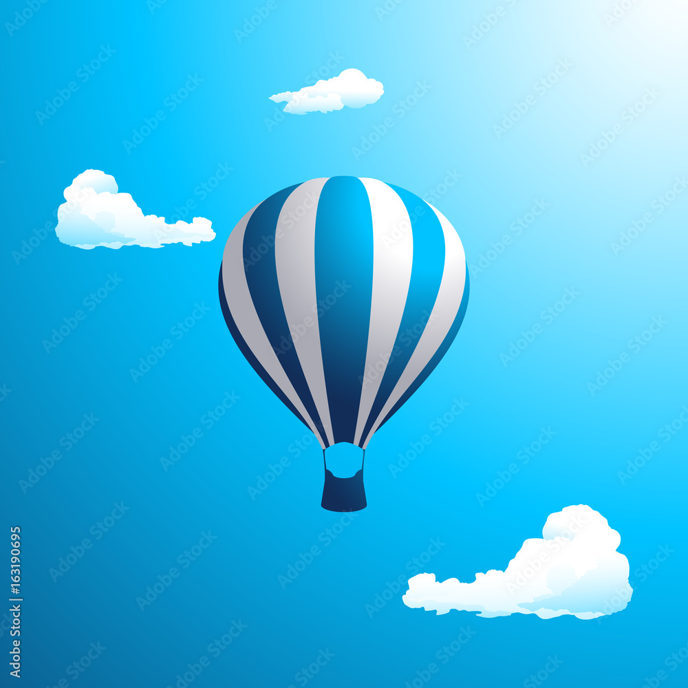 Obraz premium Air balloon vector illustration sky with clouds background