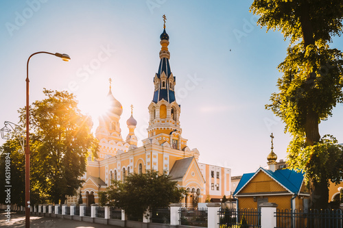 Brest, Belarus. St. Nicholas Cathedral In Sunny Summer Day. Church photo