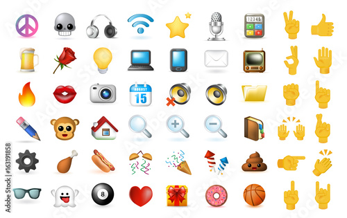 Set of Realistic Cute Elegant Multimedia and Interface Icons on White Background . Isolated Vector Illustration 