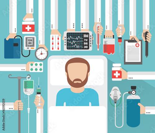 Medical concept design flat with  patient .Vector illustration