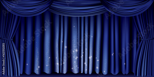 Large blue curtain