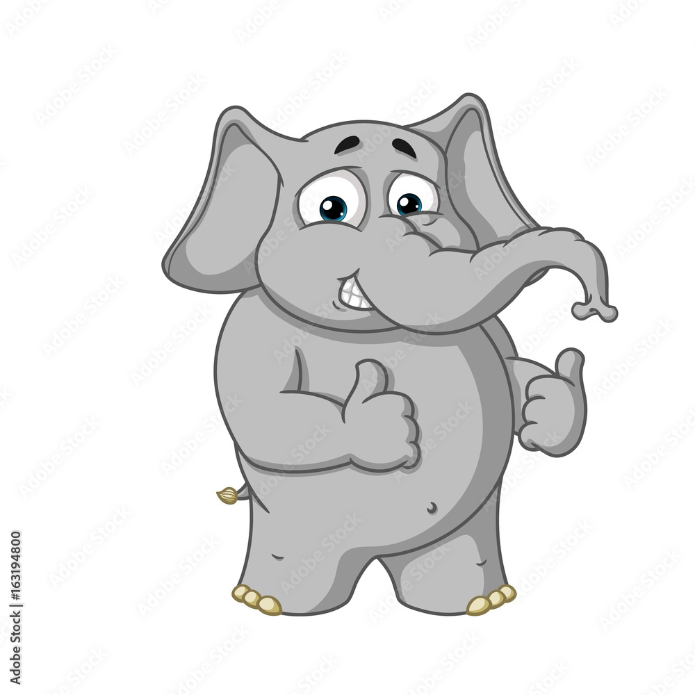 Obraz premium Big collection vector cartoon characters of elephants on an isolated background. Shows likes
