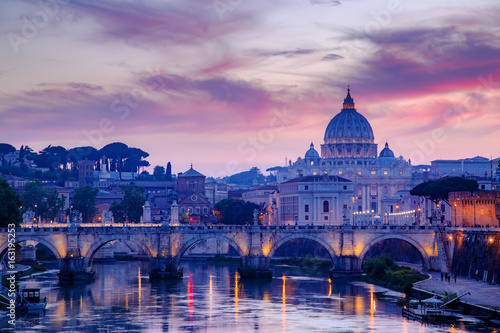 View to bridge and Vatican City at sunset. Rome, Italy © Ivan Kurmyshov