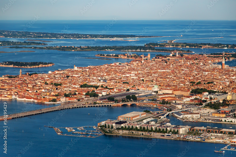 Aerial view to Venice city. Italy, Europe