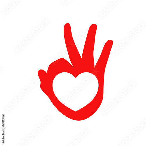 Wallpaper Mural Health care and medical icon design. Heart shape in ok hand sign. Vector illustration isolated on white background. Branding Identity Corporate design template. Torontodigital.ca