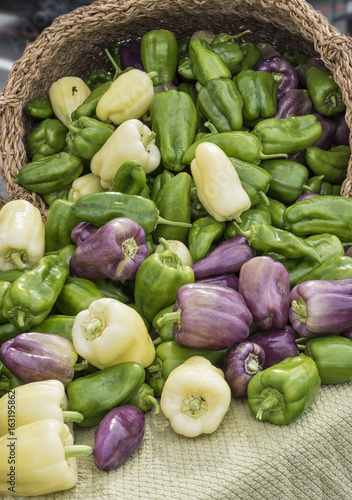 Basket of peppers spilling out