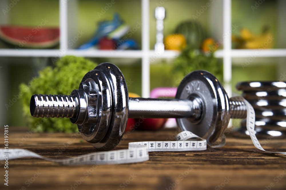 Naklejka premium Fresh food and measure tape,Sport diet