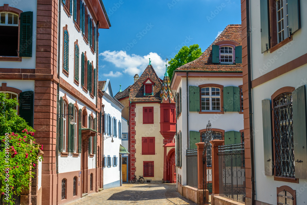 Fototapeta premium Colorful street in Basel, Switzerland