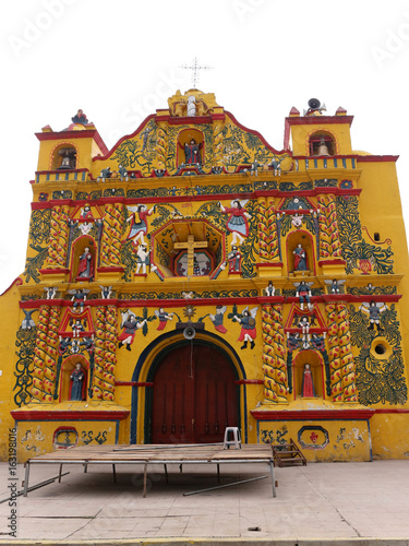 Bright Yellow Church in San Andres Xecul, Guatemala